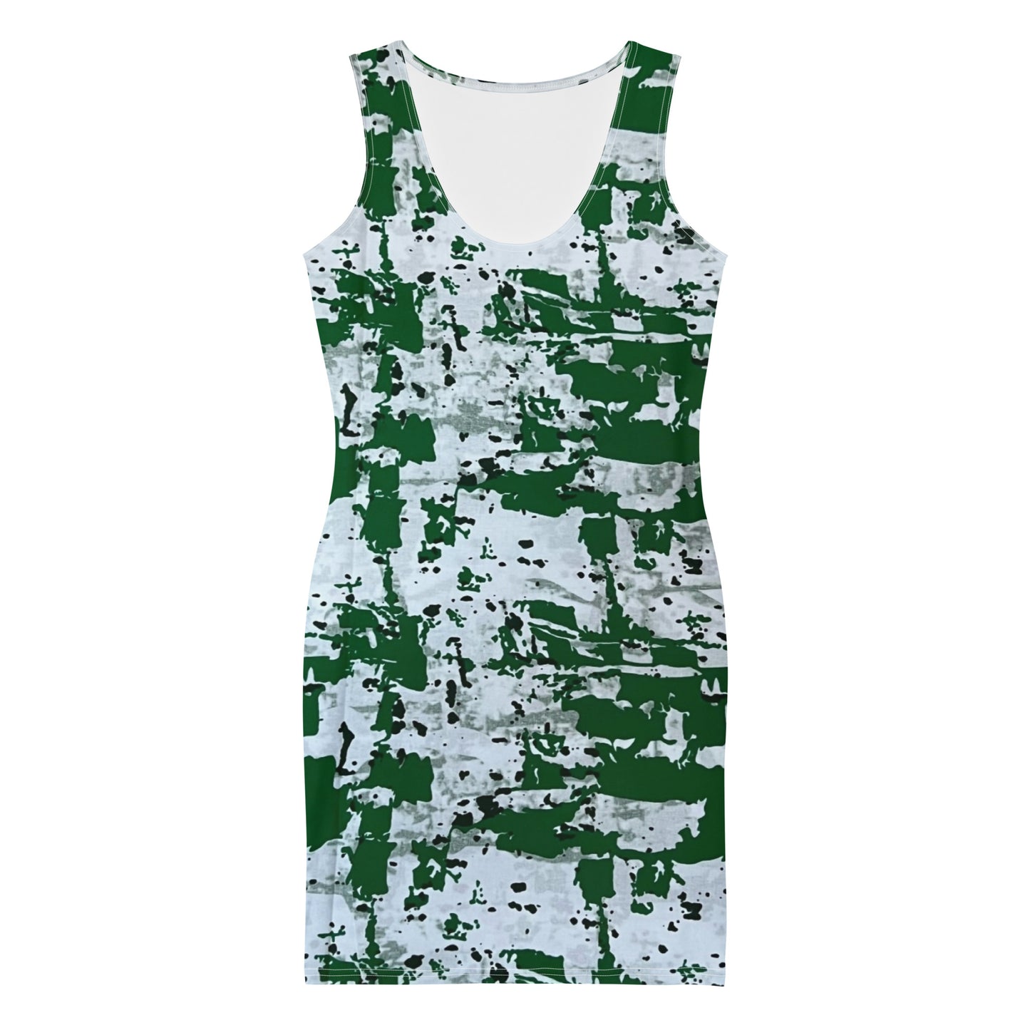 Green Camo Adire Bodycon Dress