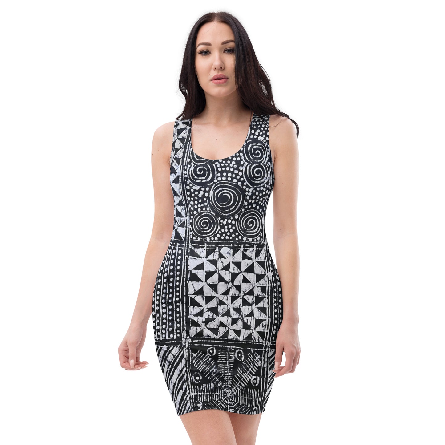 Black White Adire Bodycon Dress