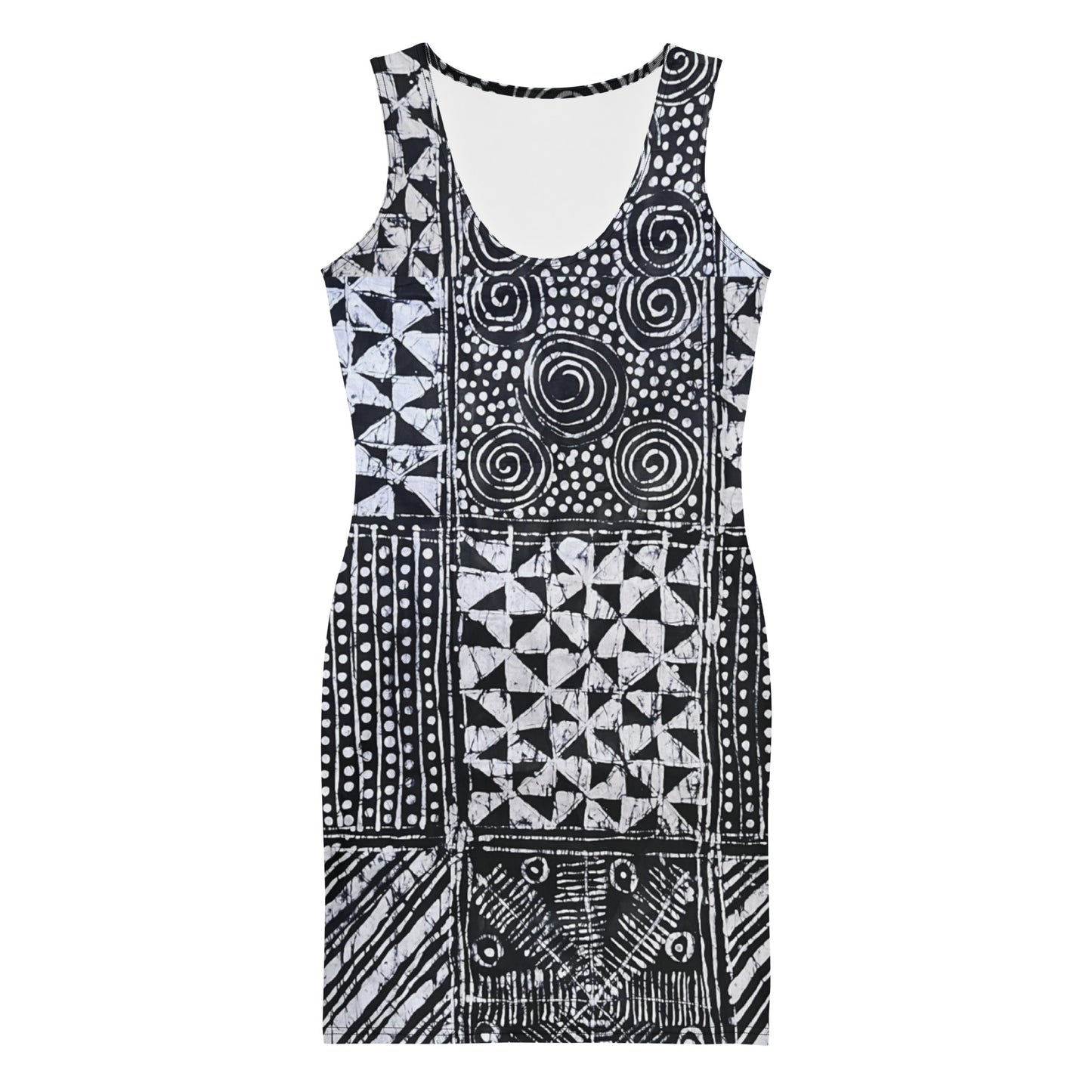 Black White Adire Bodycon Dress