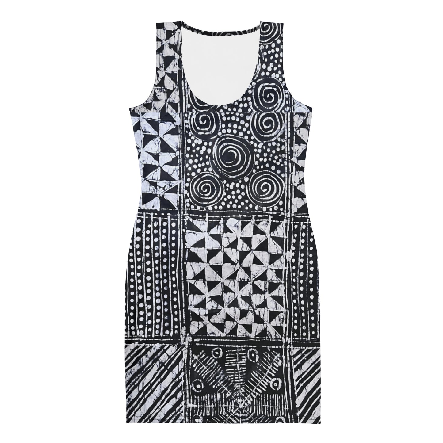 Black White Adire Bodycon Dress