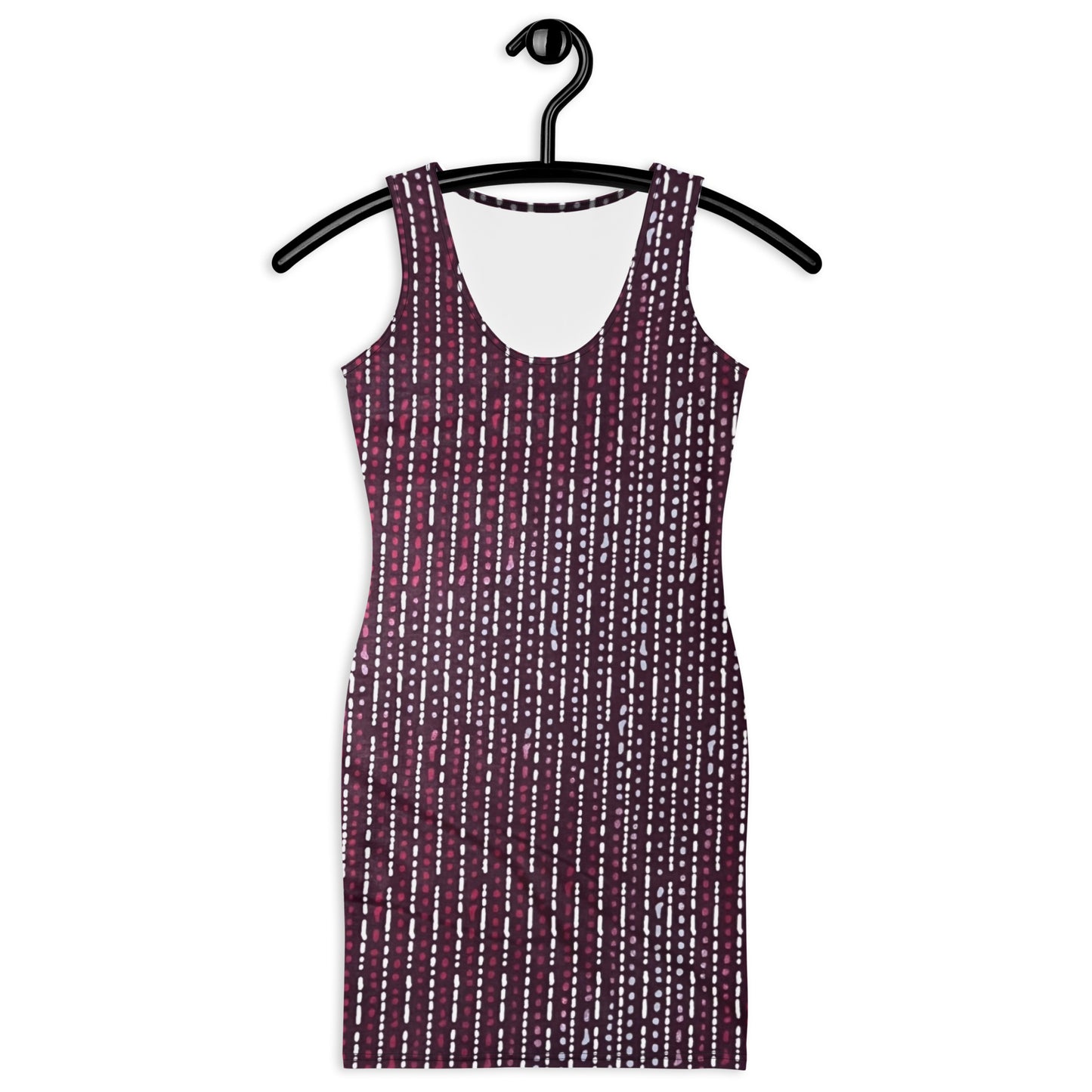 Burgundy Stripe Adire Bodycon Dress