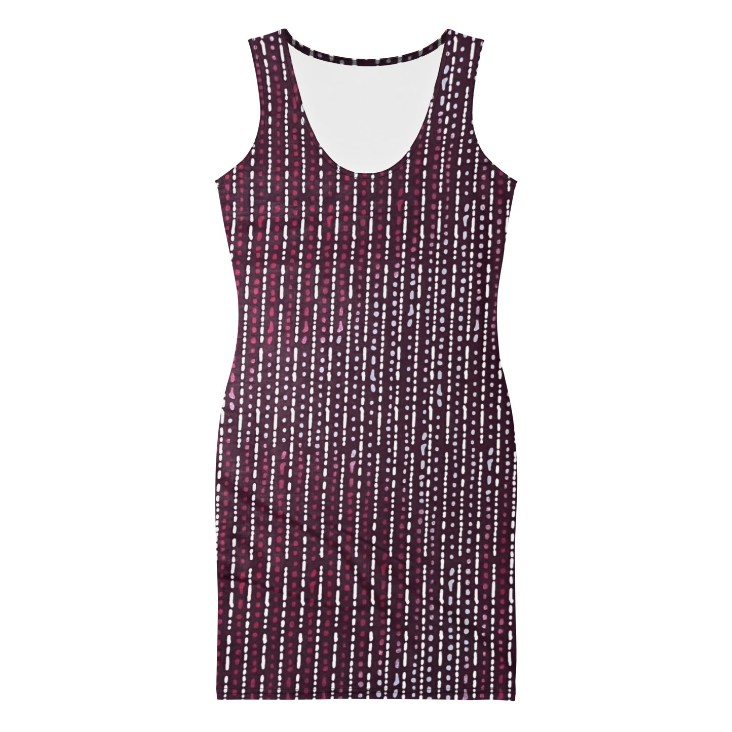 Burgundy Stripe Adire Bodycon Dress