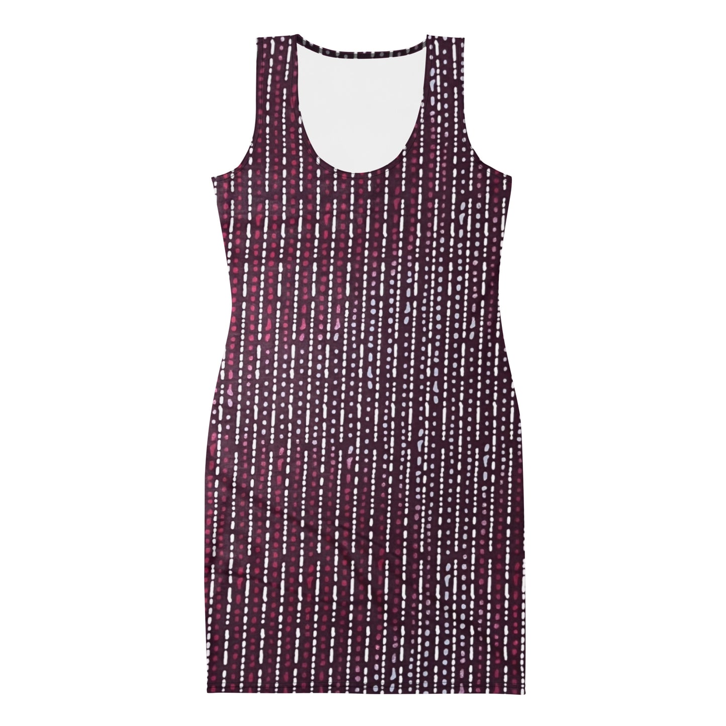 Burgundy Stripe Adire Bodycon Dress