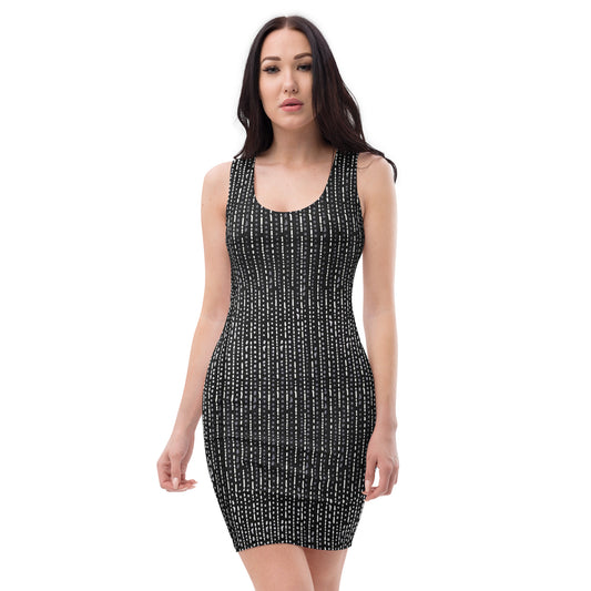 Grey Stripe Adire Bodycon Dress