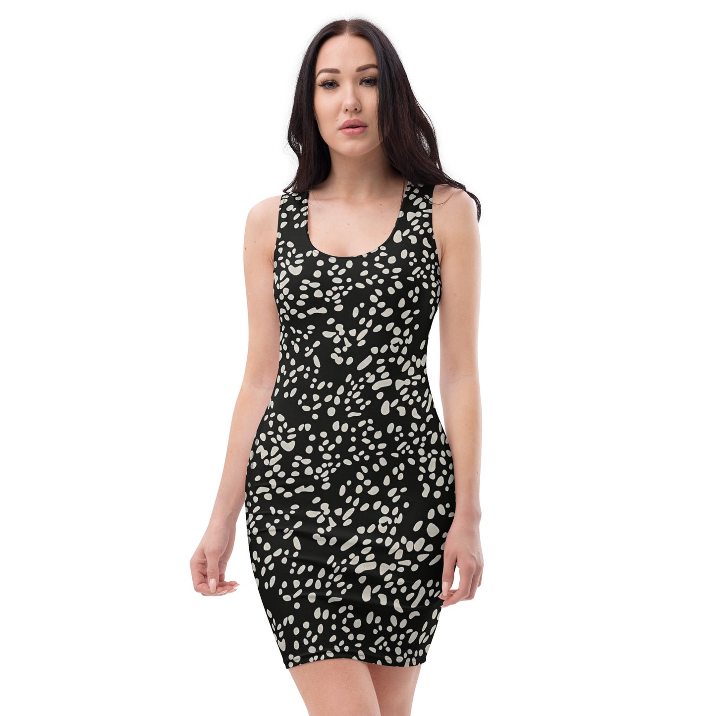 White Dots Adire Bodycon Dress