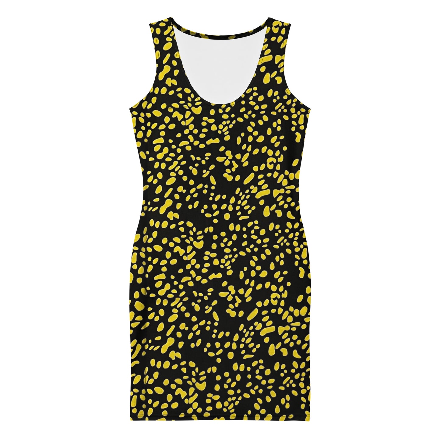 Yellow Dots Adire Bodycon Dress