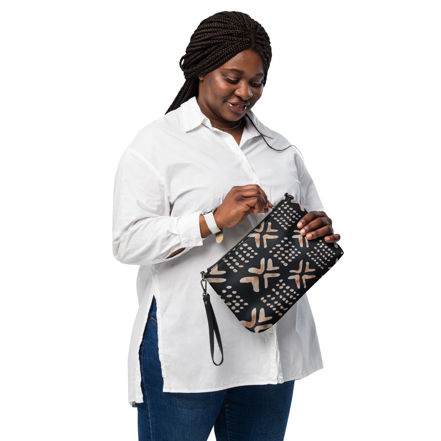 Brown Abstract Square Ankara Crossbody Bag