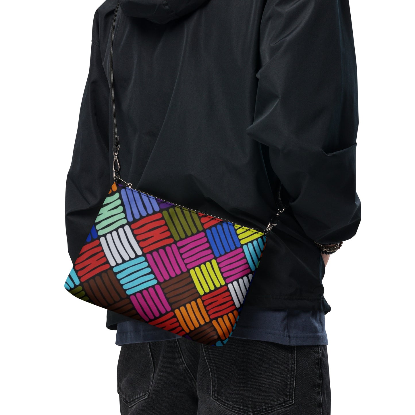 Multicolour Line Square Ankara Crossbody Bag