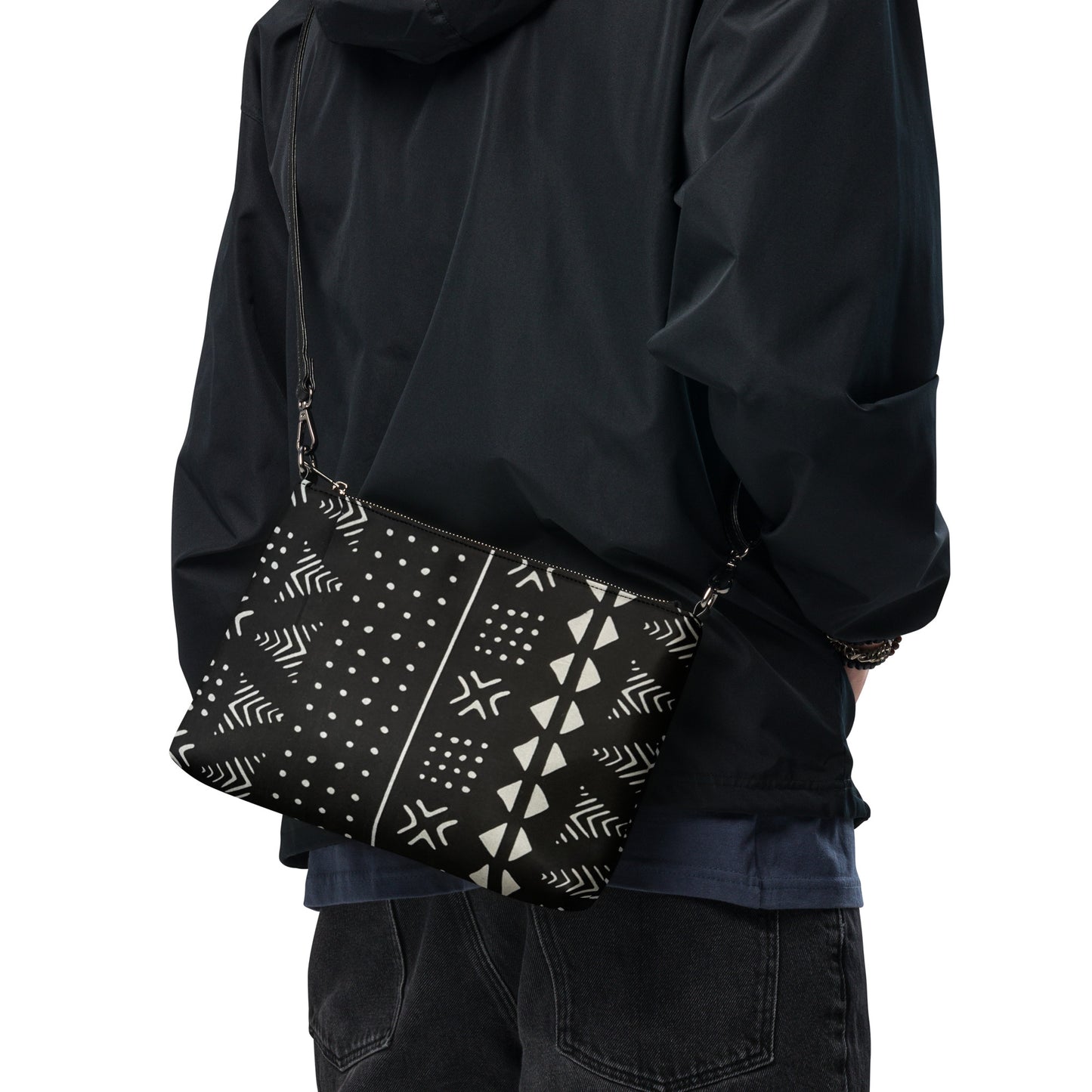 Black & White African Print Ankara Crossbody Bag