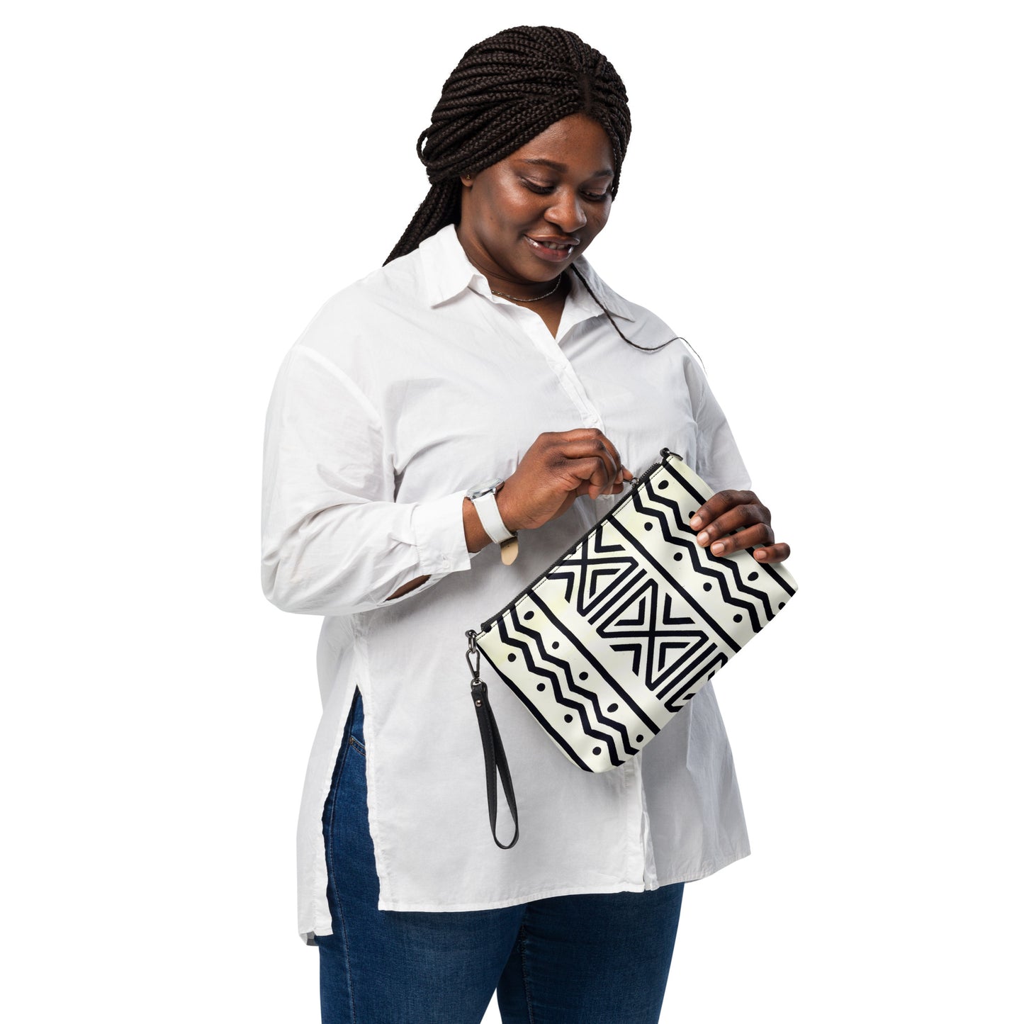 Black & White Bogolan Ankara Crossbody Bag
