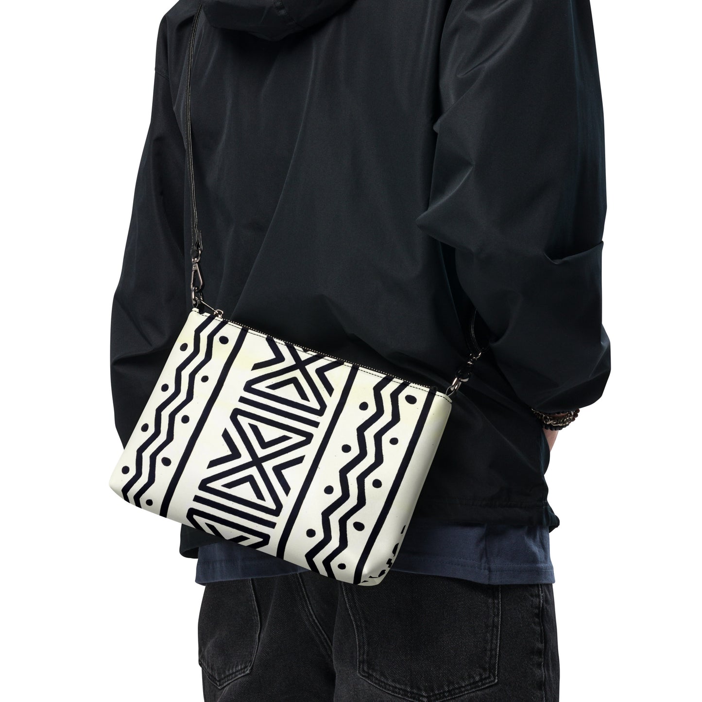 Black & White Bogolan Ankara Crossbody Bag