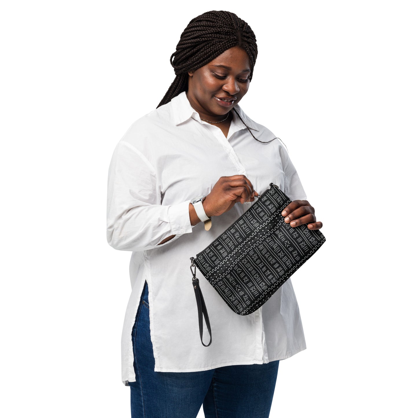 Black White Bogolan African Print Ankara Crossbody Bag