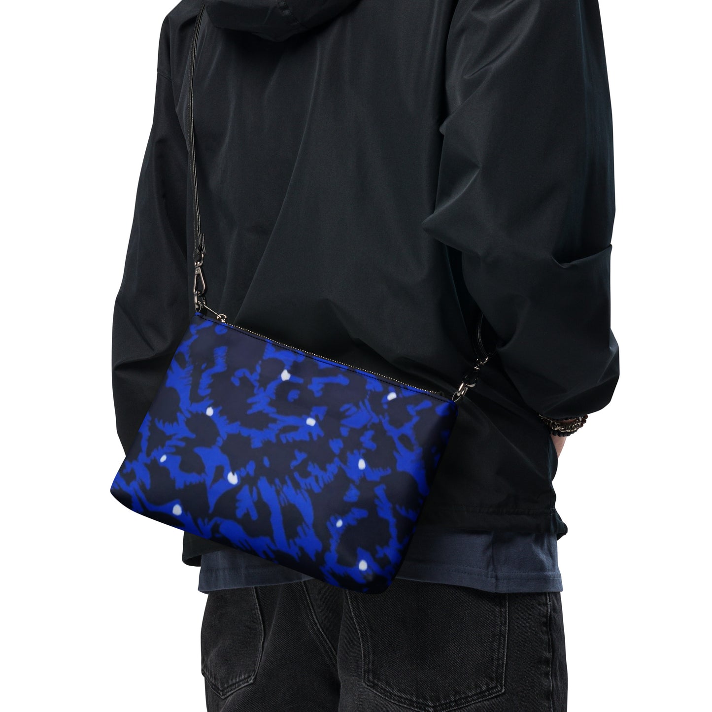 Blue Leopard Ankara Crossbody Bag