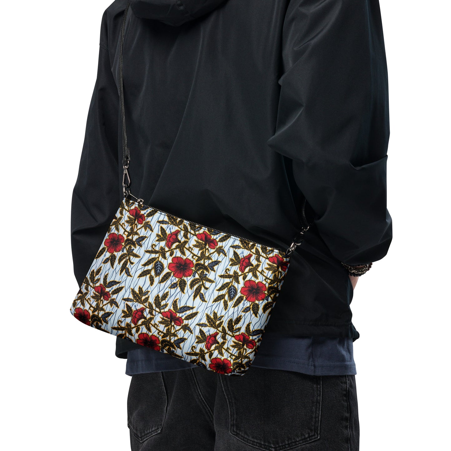 Hibiscus & Leaves Ankara Crossbody Bag