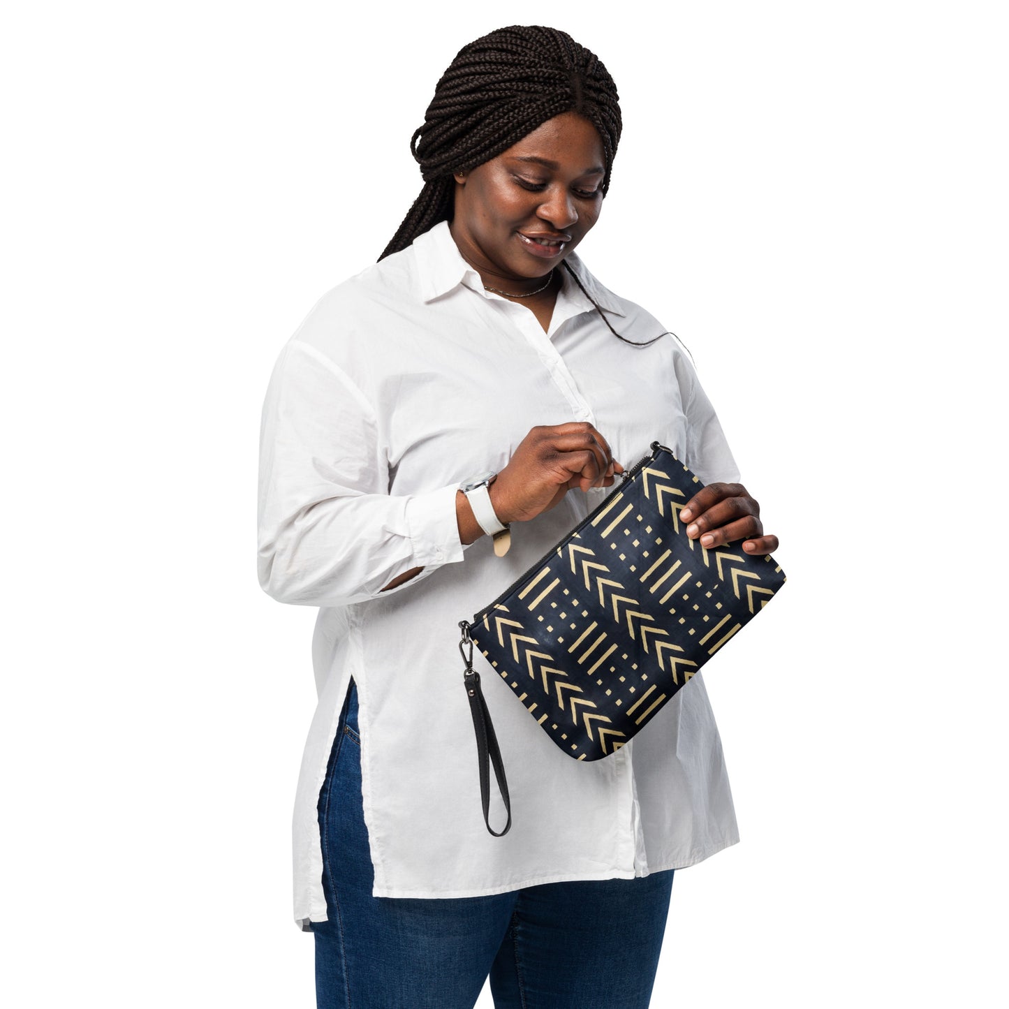 Light Brown & Black Bogolan Ankara Crossbody Bag