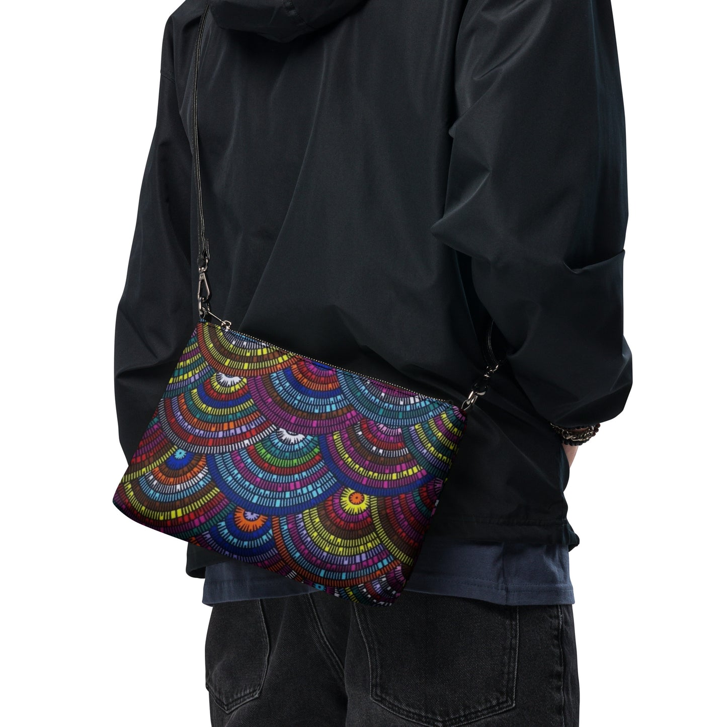 Multicolour Half Circle Ankara Crossbody Bag