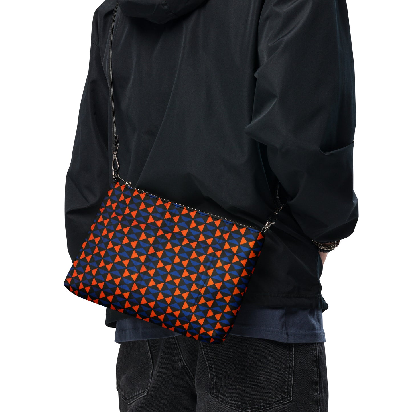 Orange & Blue Triangle Ankara Crossbody Bag