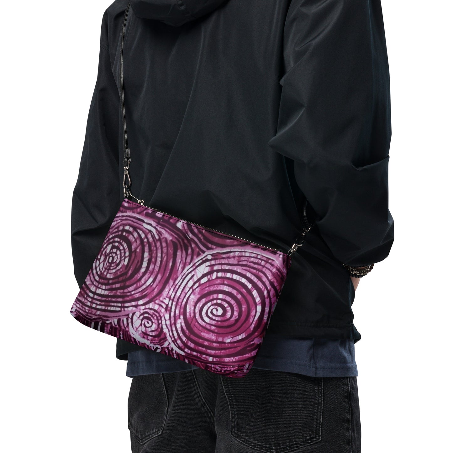 Pink Swirls Adire Crossbody Bag