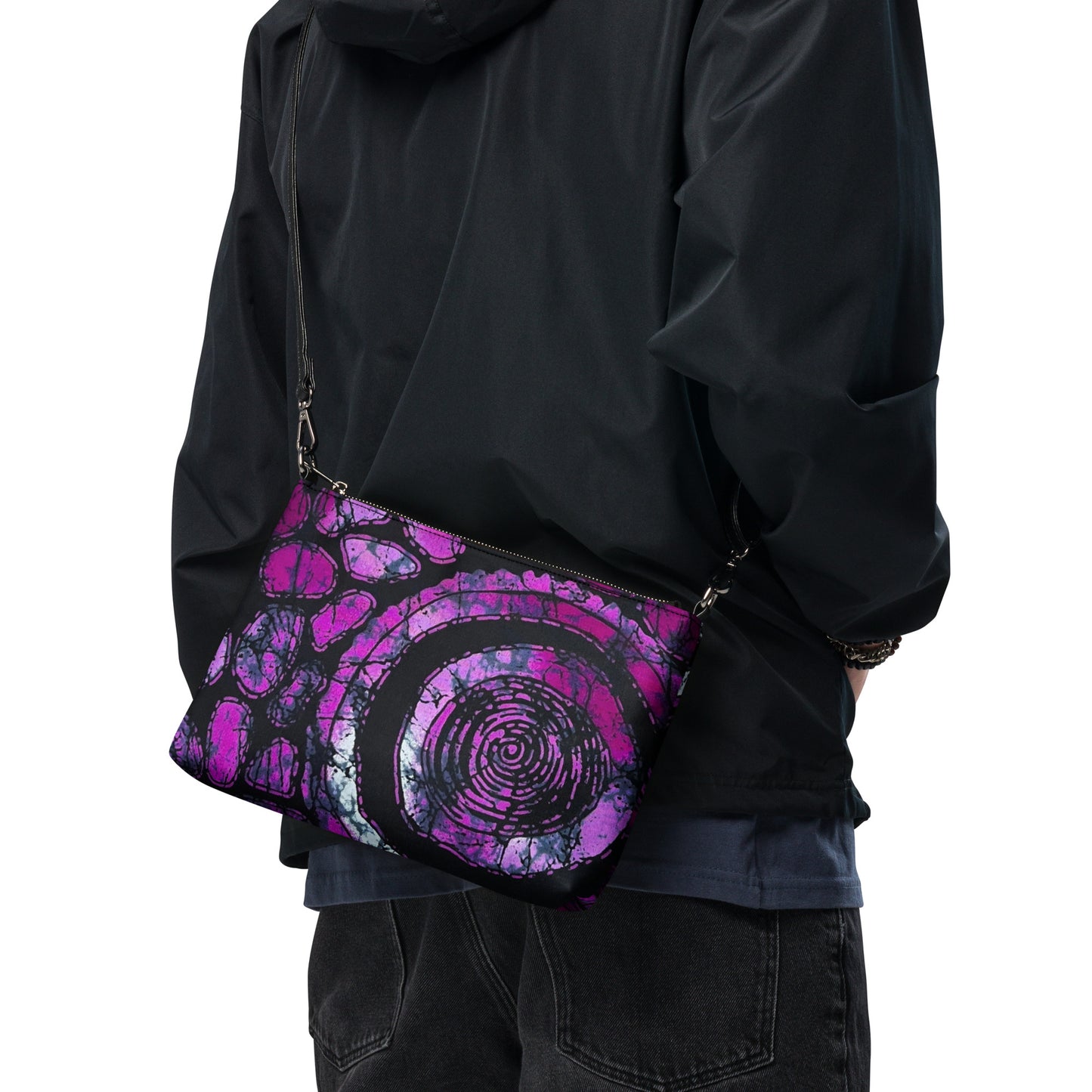 Purple Black Ankara Crossbody Bag