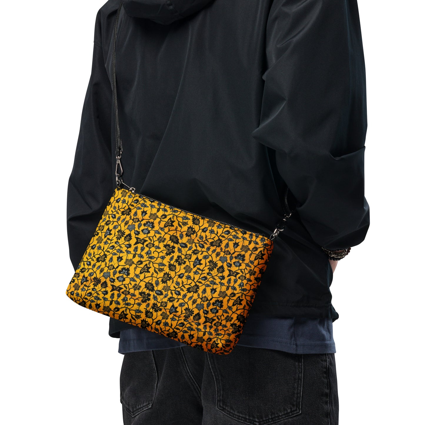 Yellow & Leaves Ankara Crossbody Bag