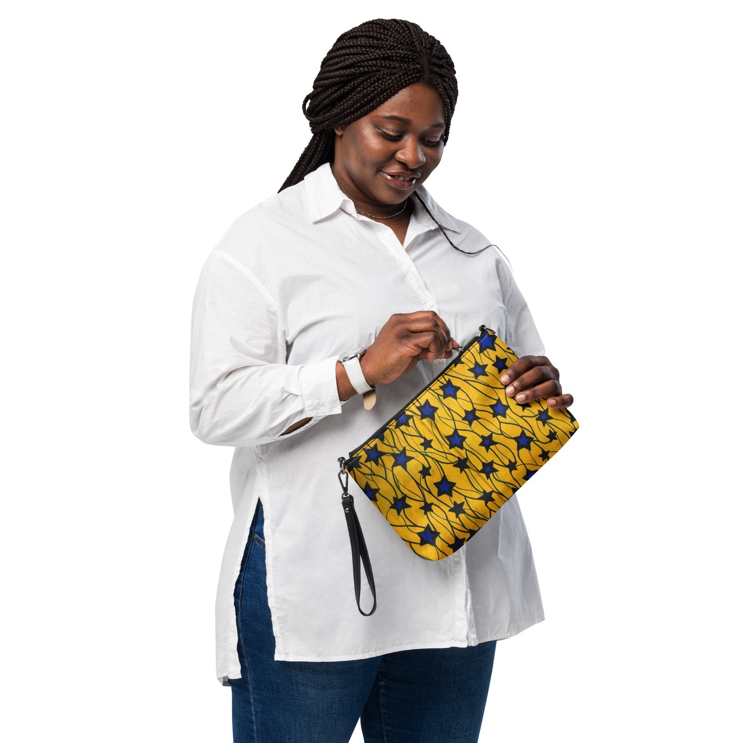 Yellow Blue Star Ankara Crossbody Bag