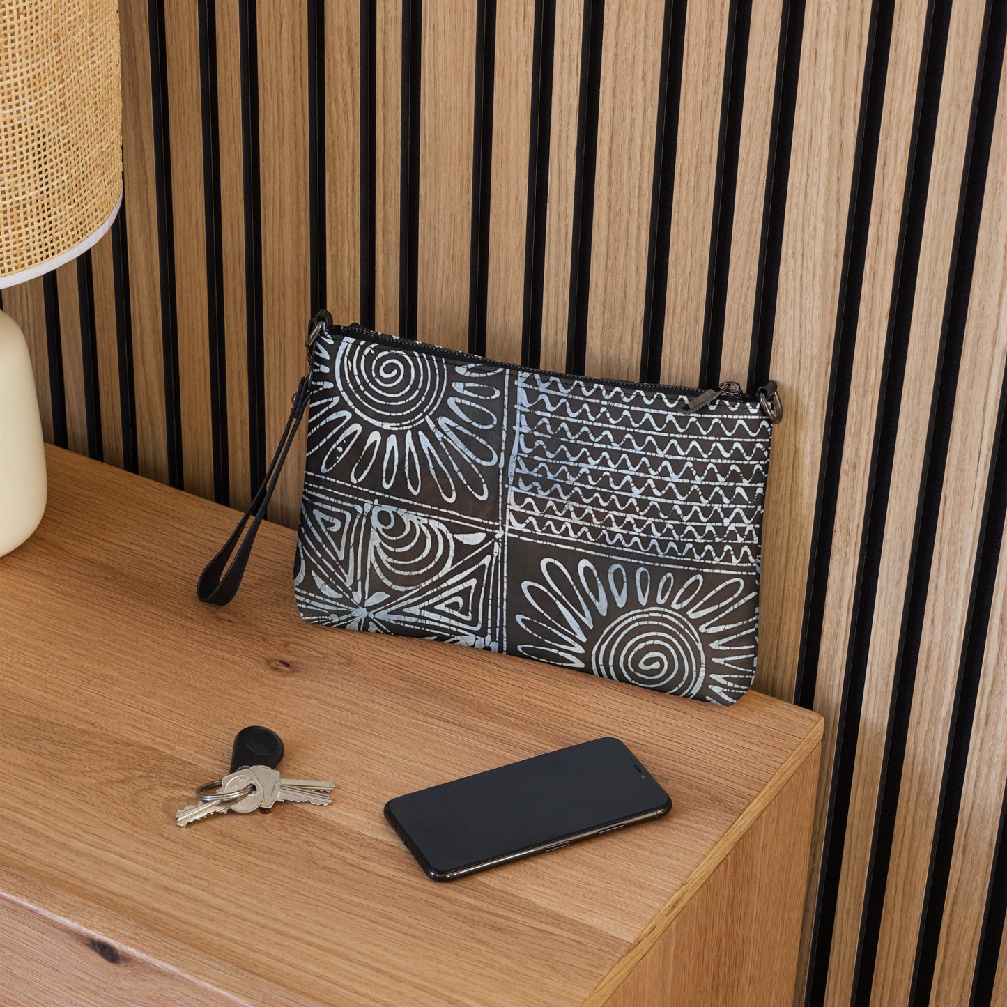 Abstract Cyan Blue Adire Crossbody Bag