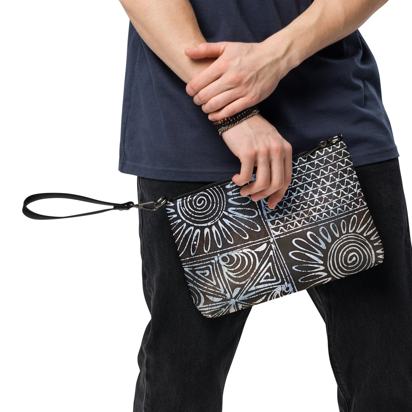 Abstract Cyan Blue Adire Crossbody Bag