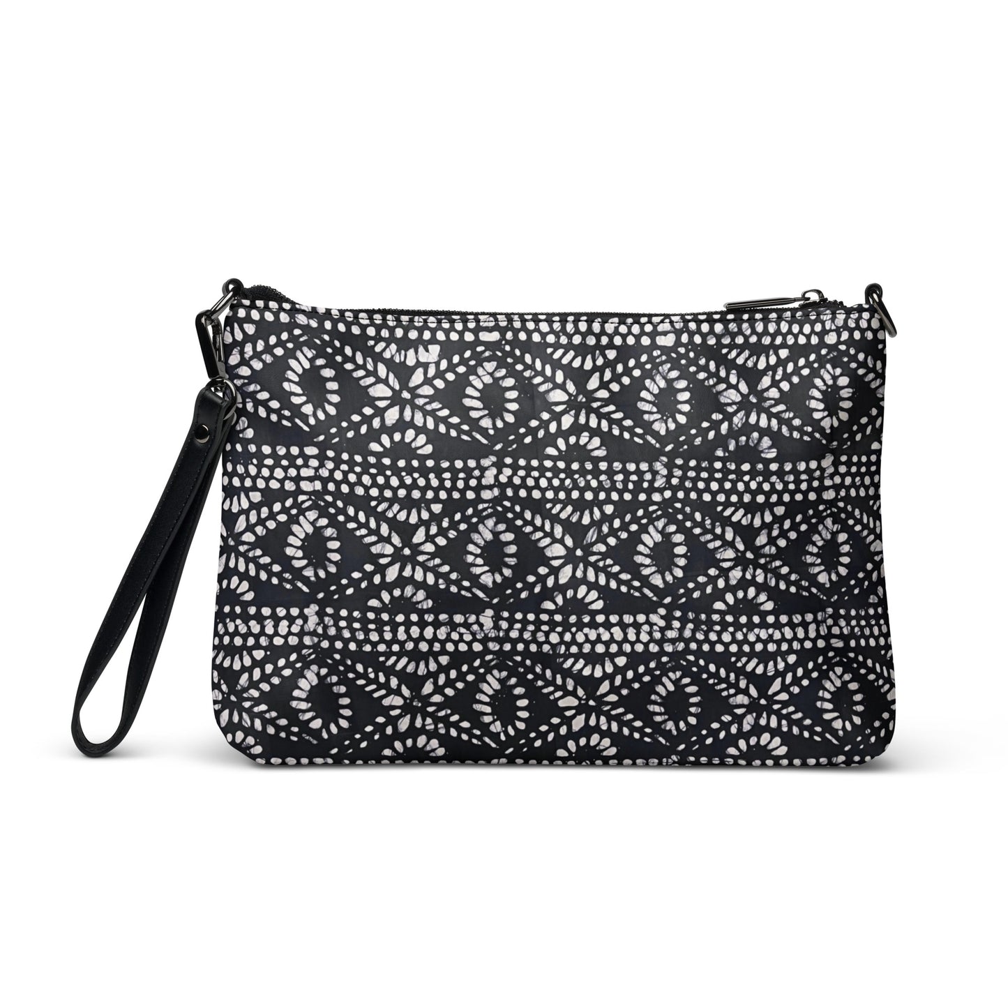 Black And White Nigerian Abstract Aztec Print Adire Crossbody Bag