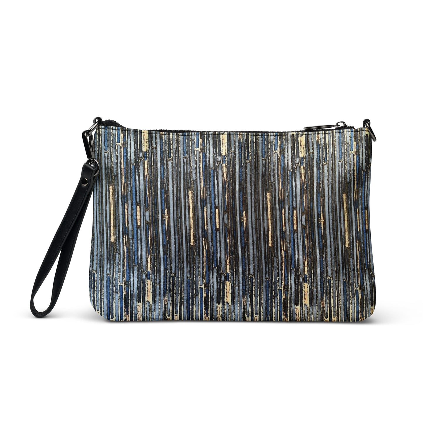 Blue Peach Stripes African Print Ankara Crossbody Bag