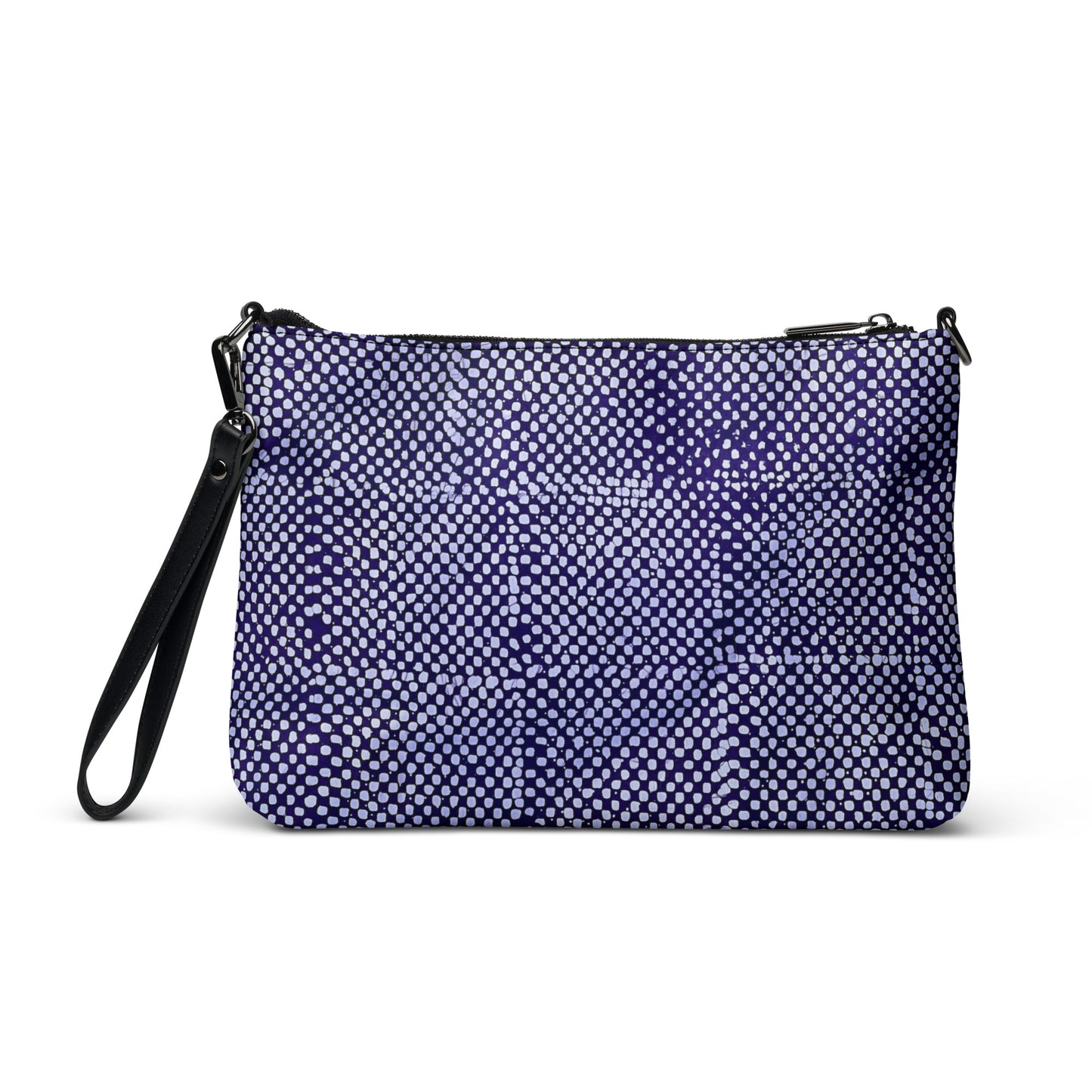 Purple And White Polka Dots Adire Crossbody Bag