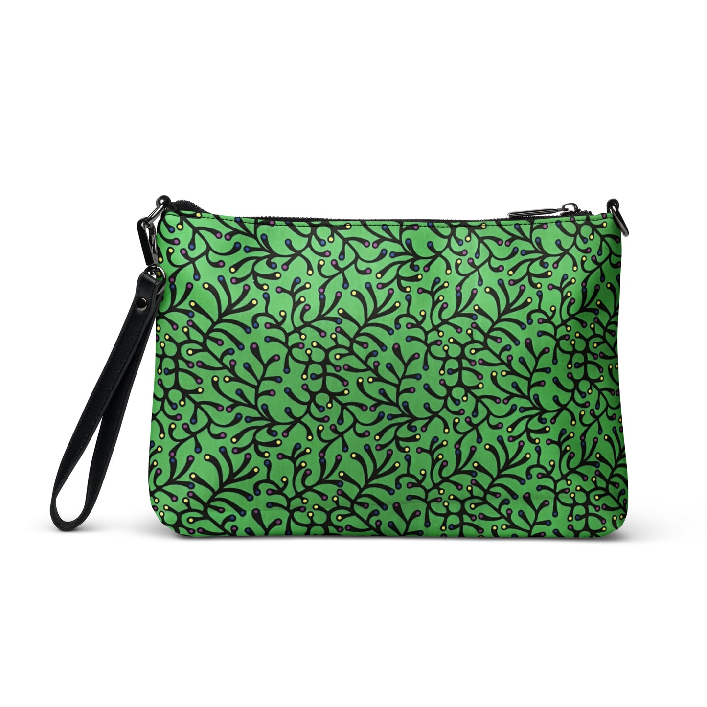 Vibrant Green And Yellow Polka Dots African Print Ankara Crossbody Bag