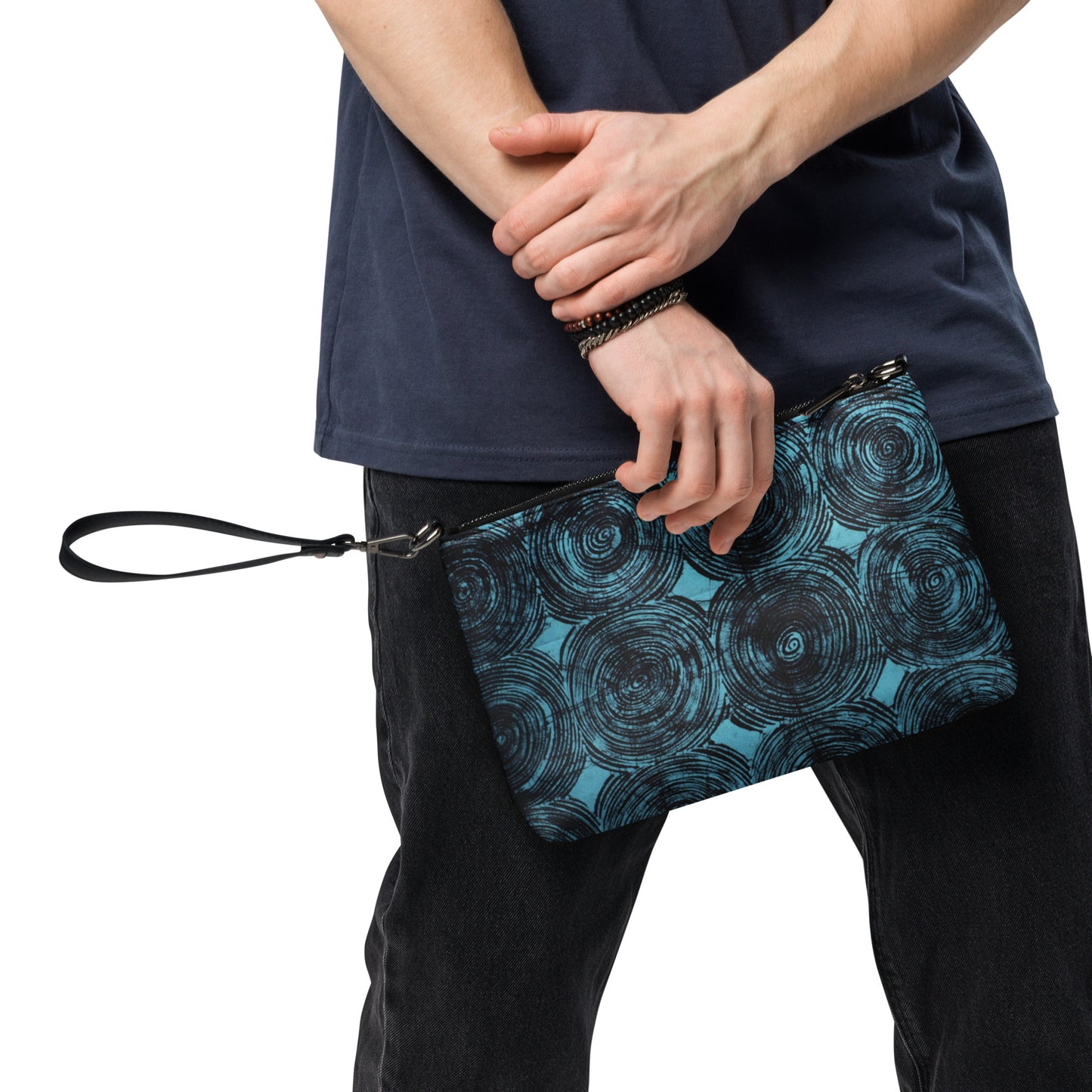 Black And Turquoise Swirl Adire Crossbody Bag