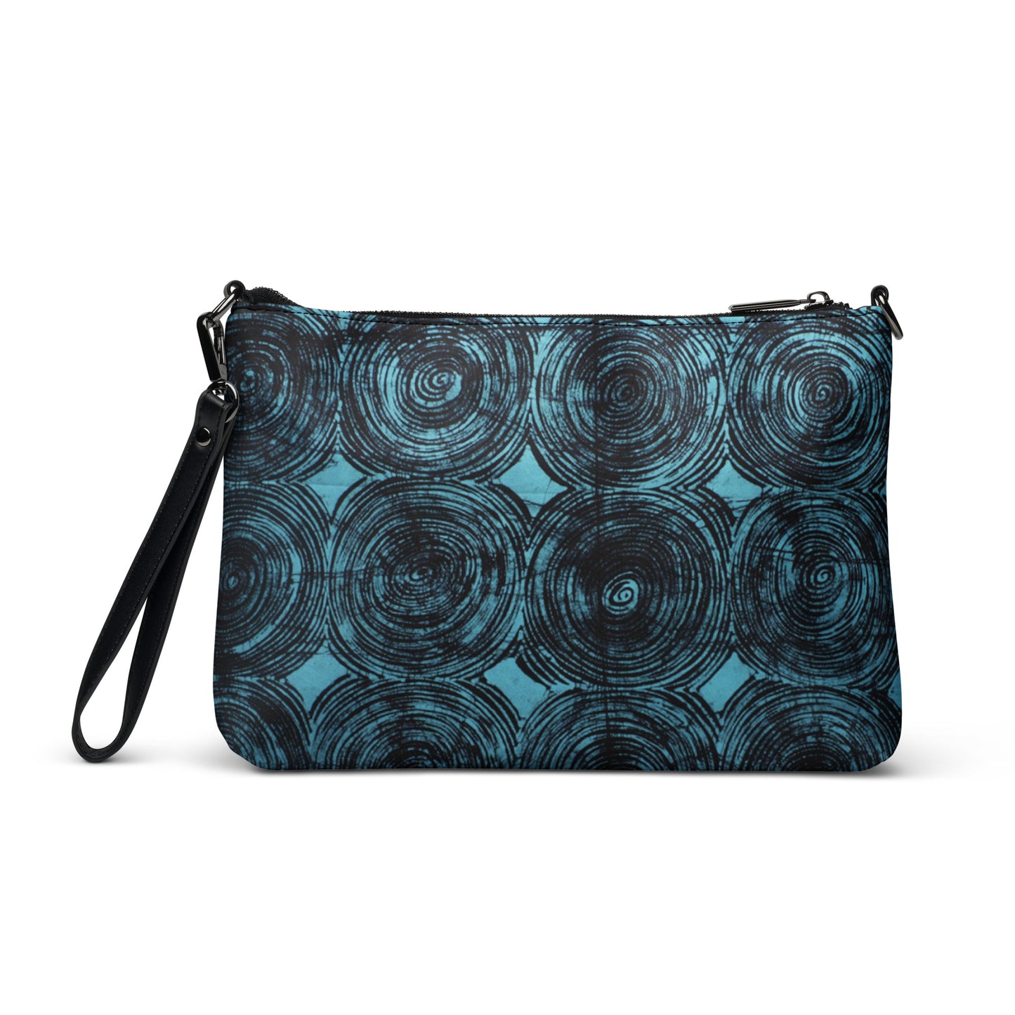 Black And Turquoise Swirl Adire Crossbody Bag