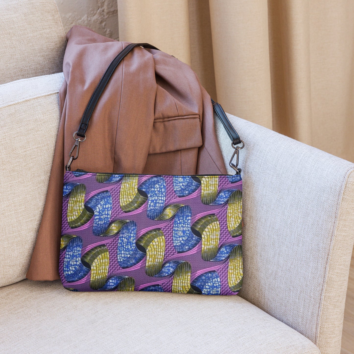 Blue Green Pink Ankara Crossbody Bag