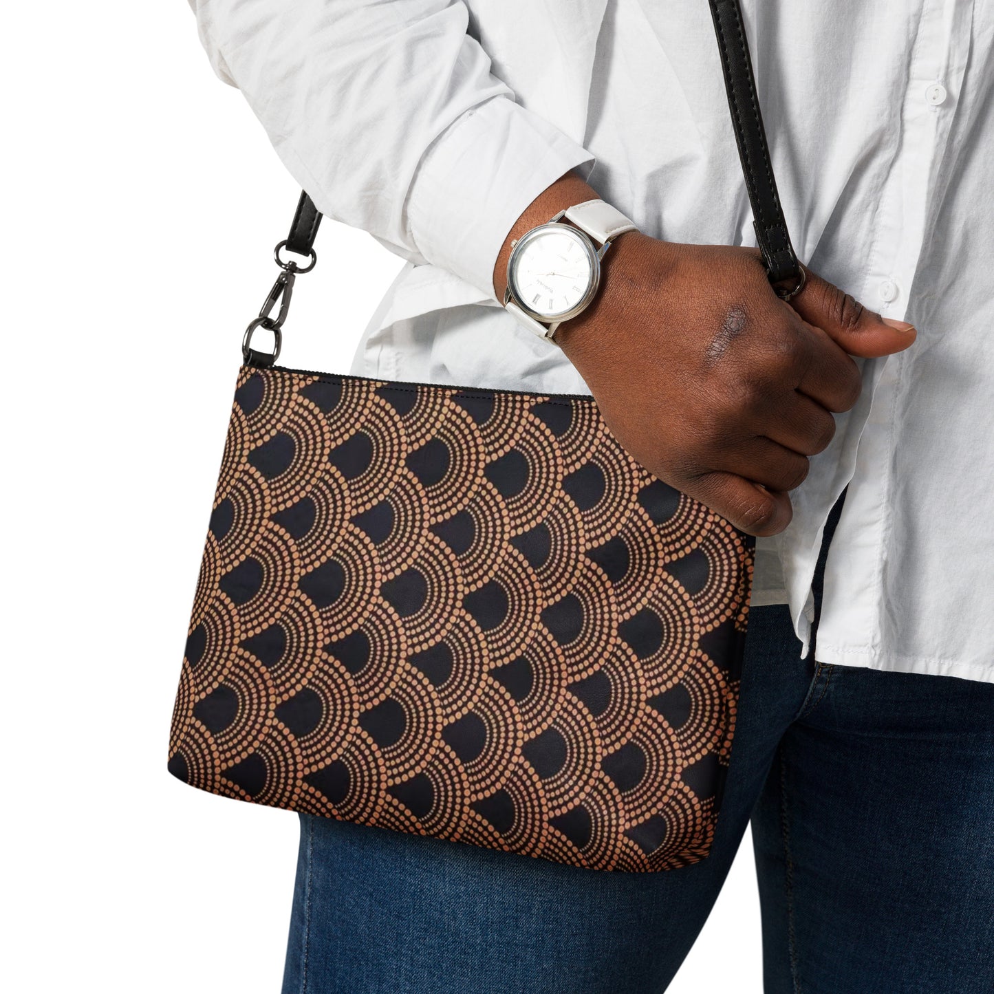 Brown Abstract Ankara Crossbody Bag