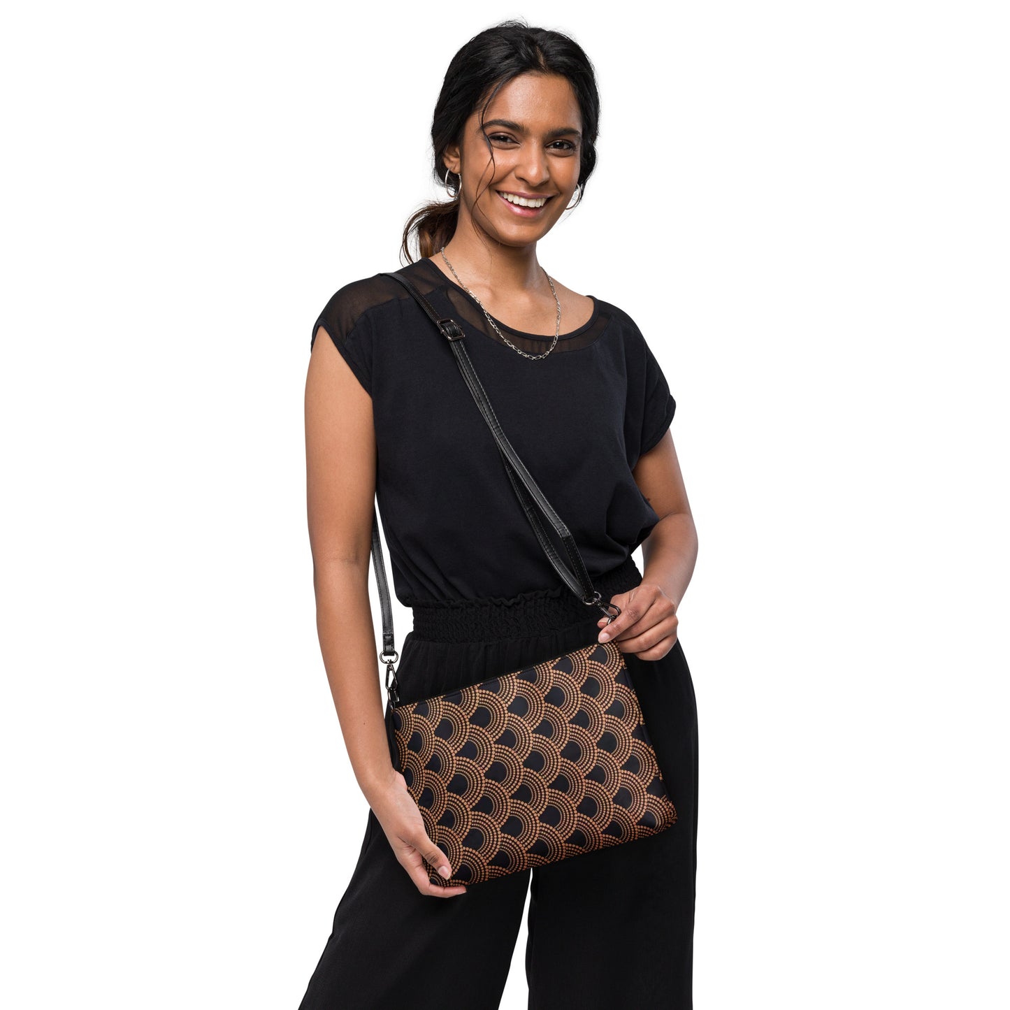 Brown Abstract Ankara Crossbody Bag