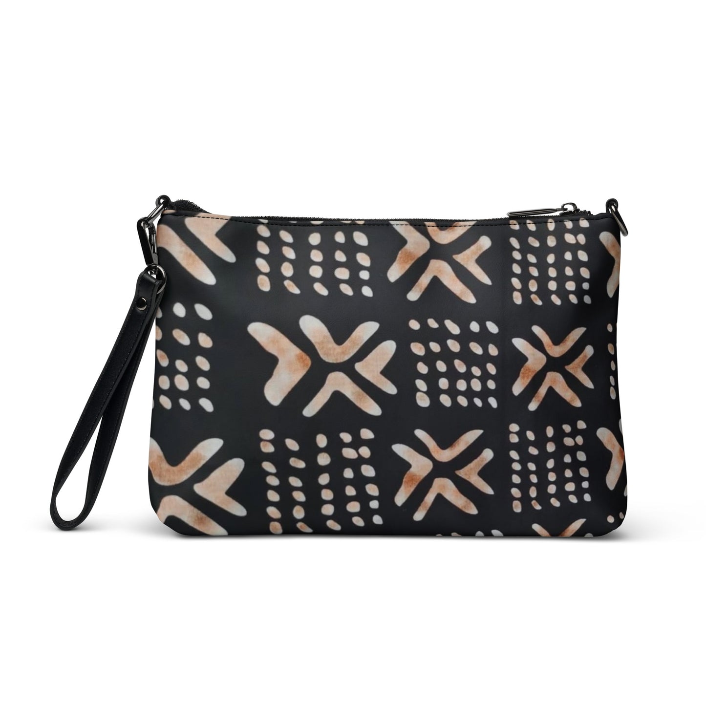Brown Abstract Square Ankara Crossbody Bag