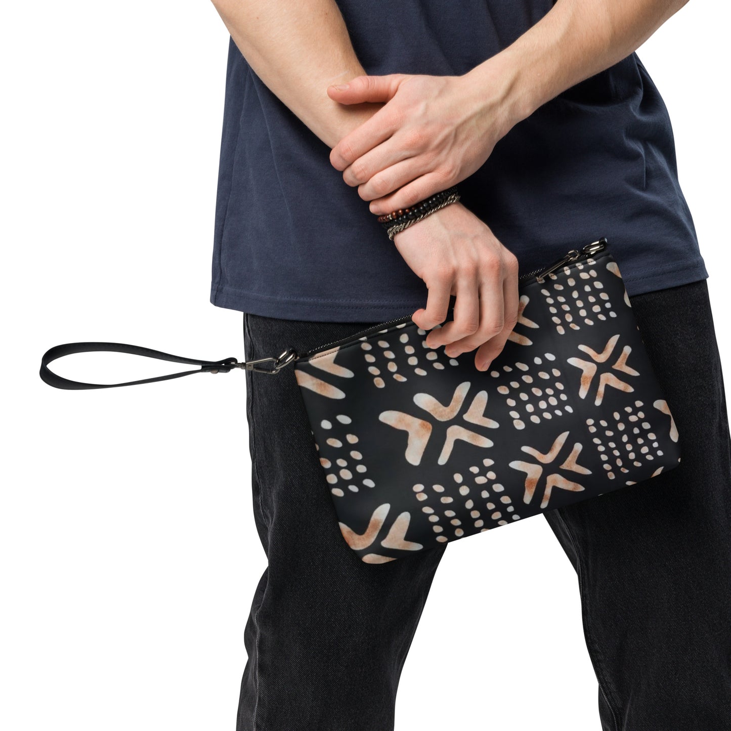Brown Abstract Square Ankara Crossbody Bag