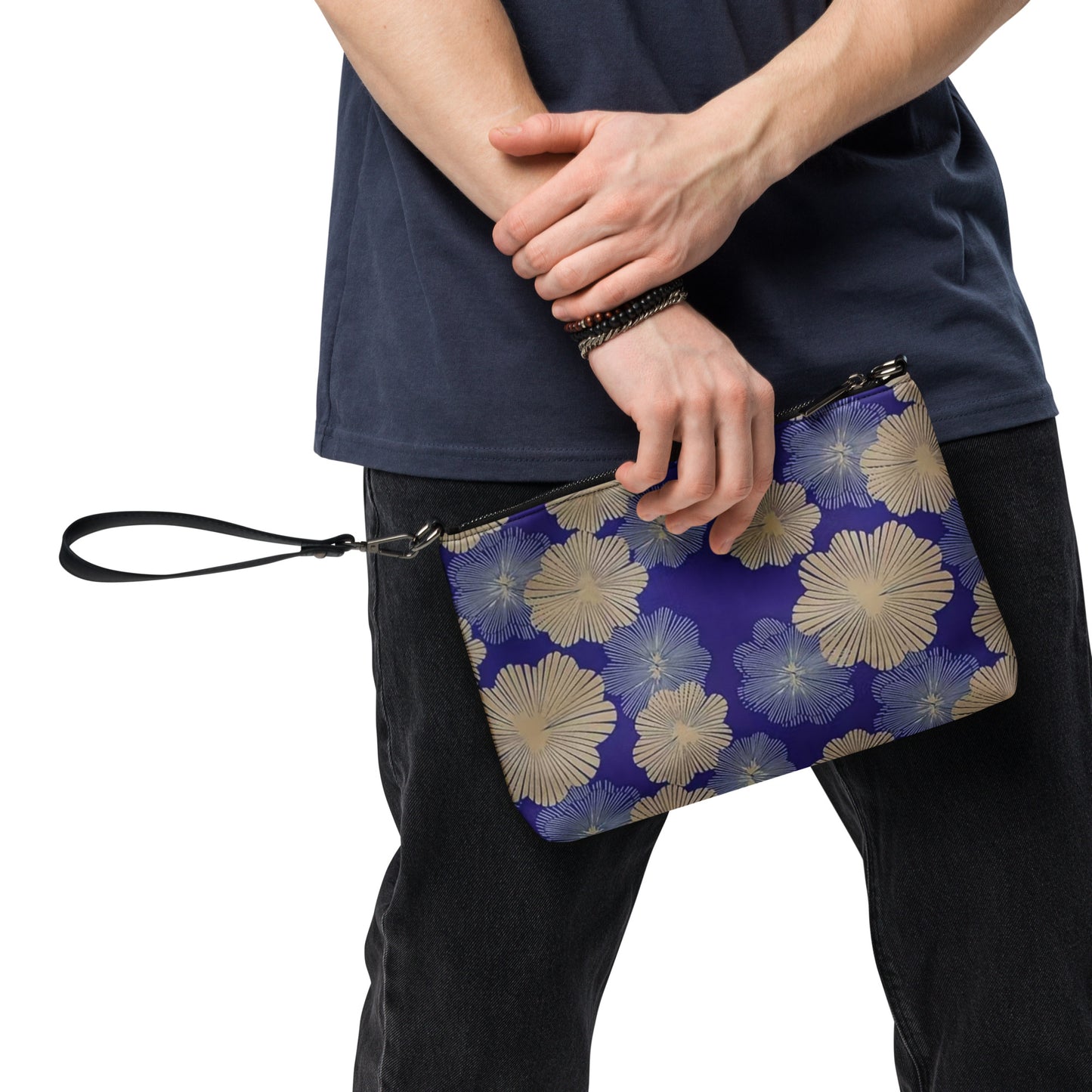 Cream Blue Floral Ankara Crossbody Bag