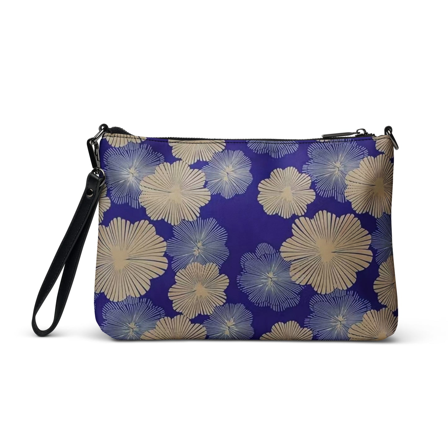 Cream Blue Floral Ankara Crossbody Bag