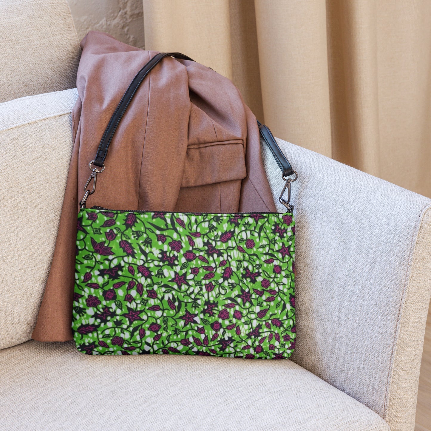 Green Burgundy Ankara Crossbody Bag