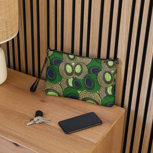 Green Oval Ankara Crossbody Bag