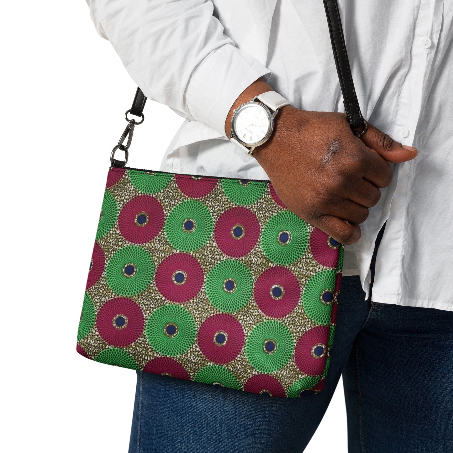 Green Red Mandela Ankara Crossbody Bag