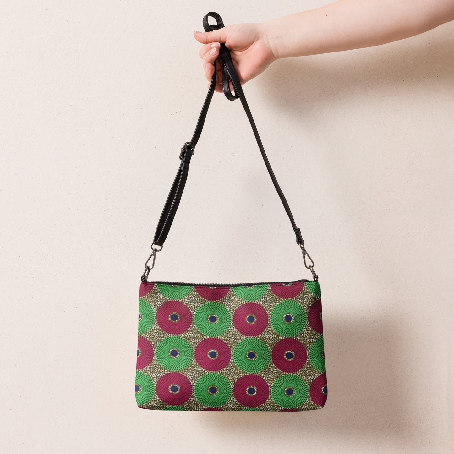 Green Red Mandela Ankara Crossbody Bag