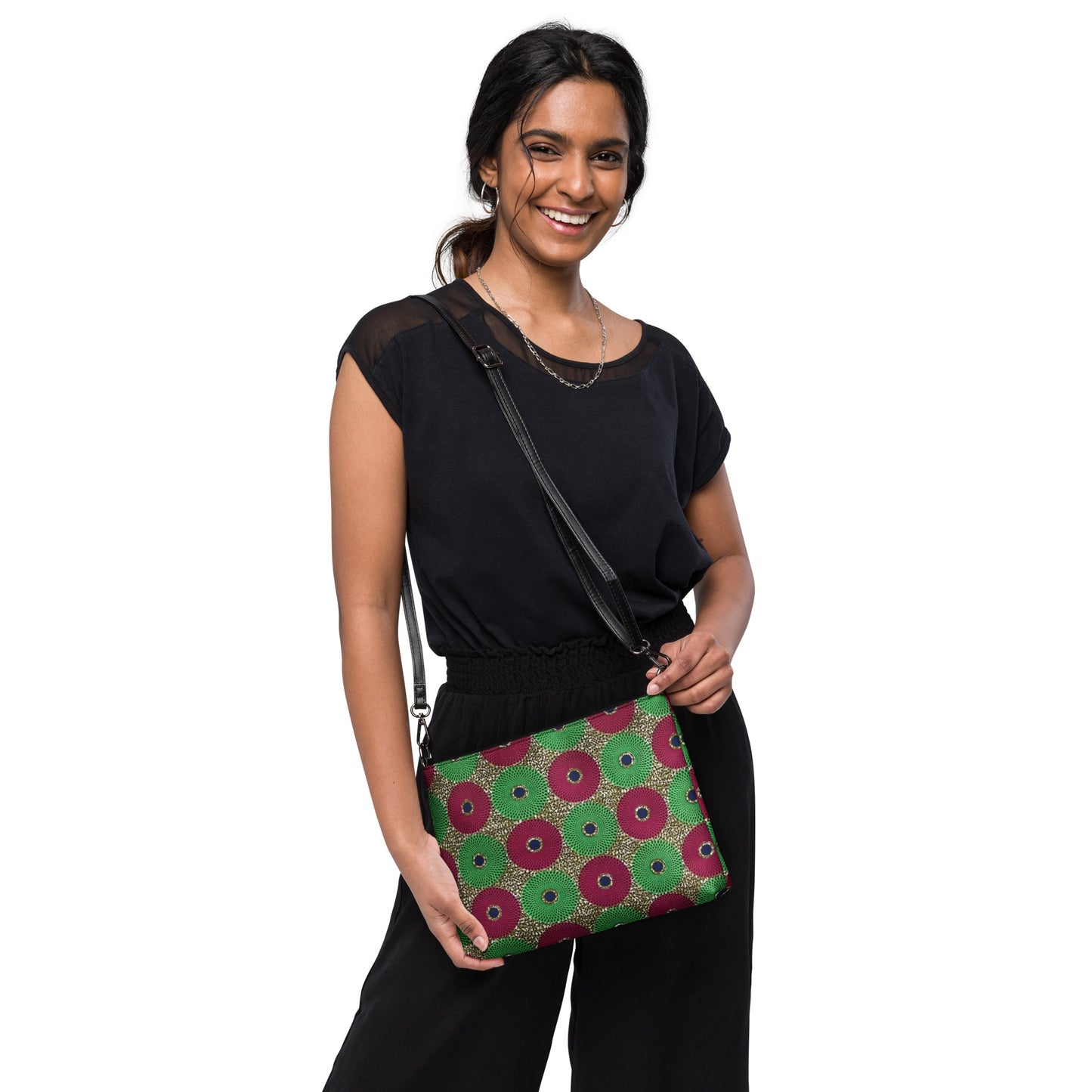 Green Red Mandela Ankara Crossbody Bag