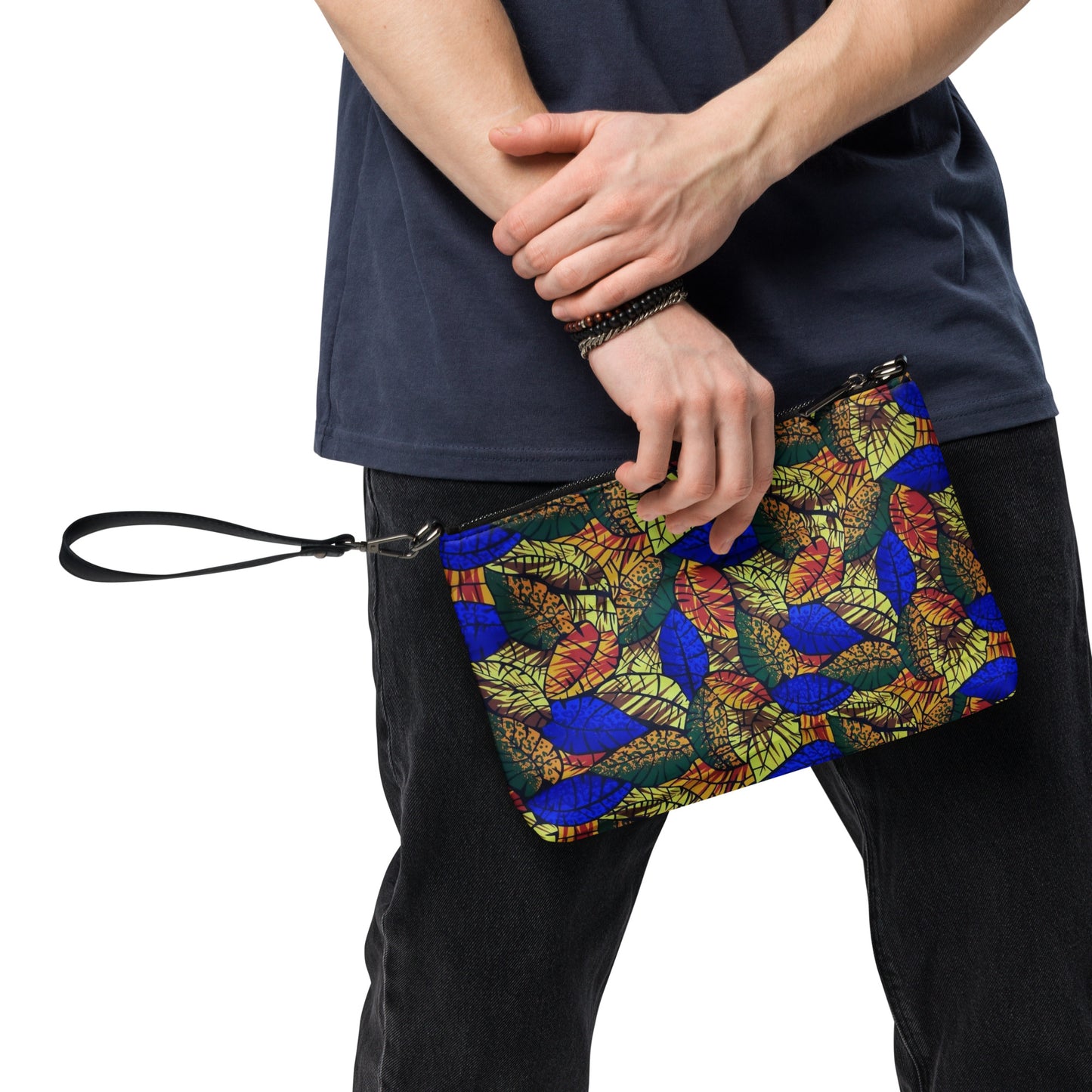 Multicolour Blue Leaf Ankara Crossbody Bag