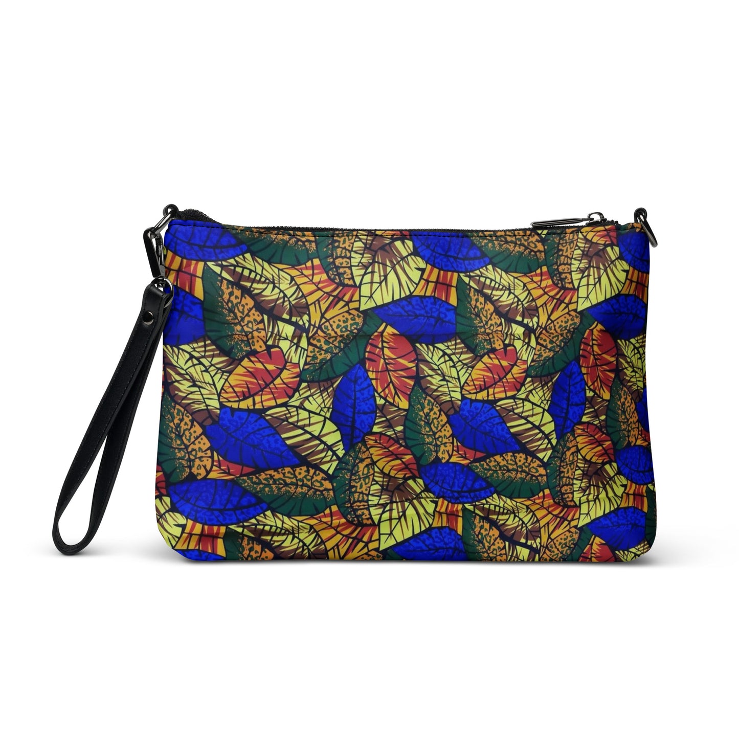 Multicolour Blue Leaf Ankara Crossbody Bag