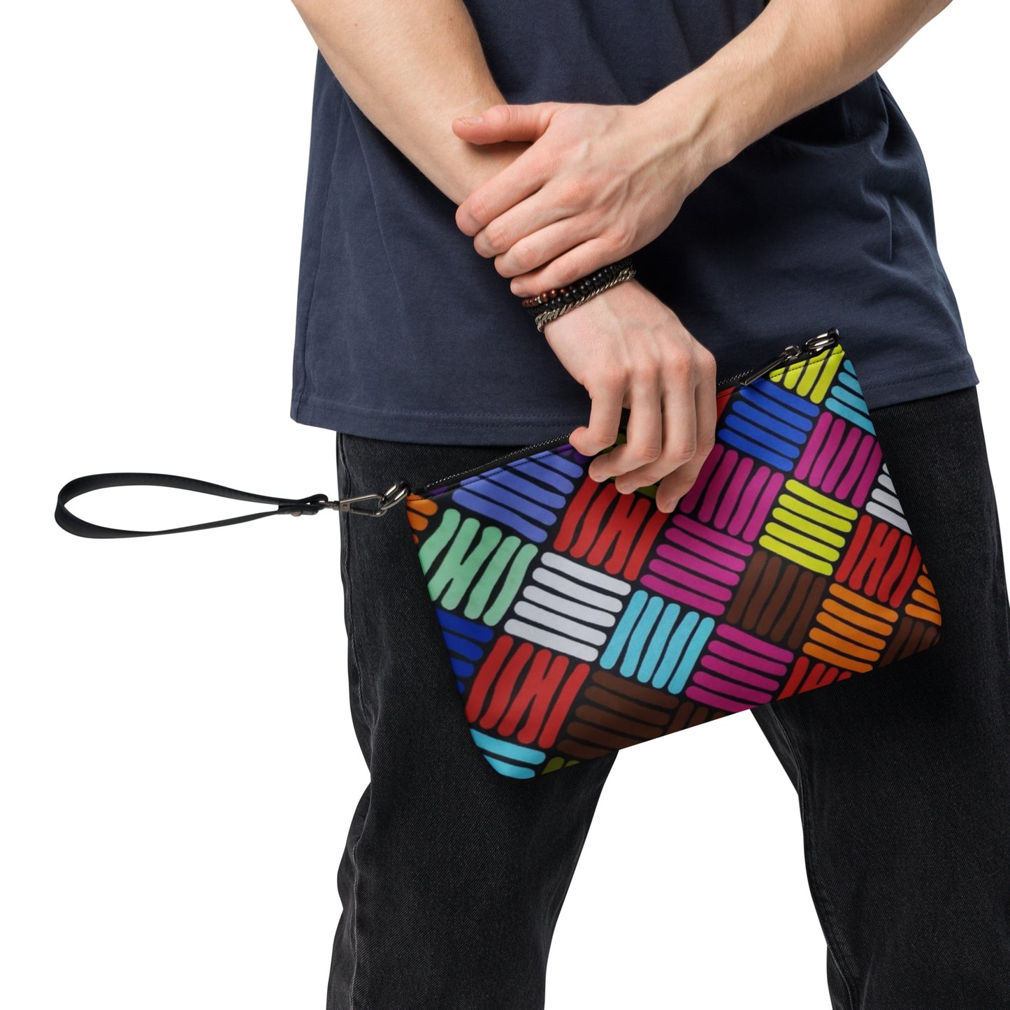 Multicolour Line Square Ankara Crossbody Bag