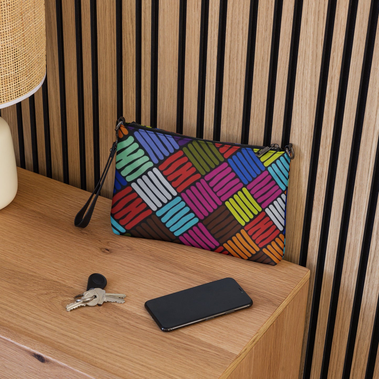 Multicolour Line Square Ankara Crossbody Bag