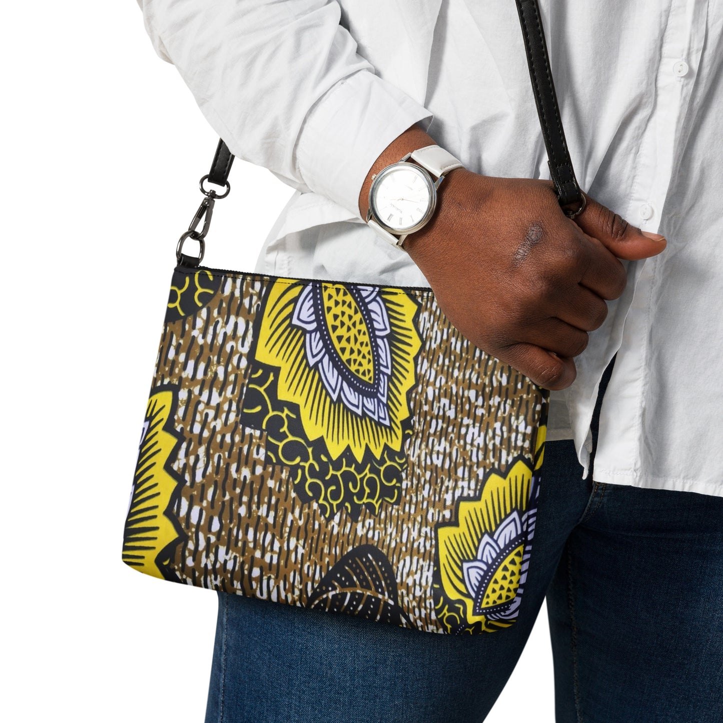 Yellow Brown Ankara Crossbody Bag